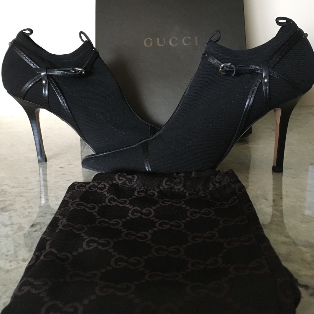 Gucci Black Canvas Sexy Booties 8B NIB Tess